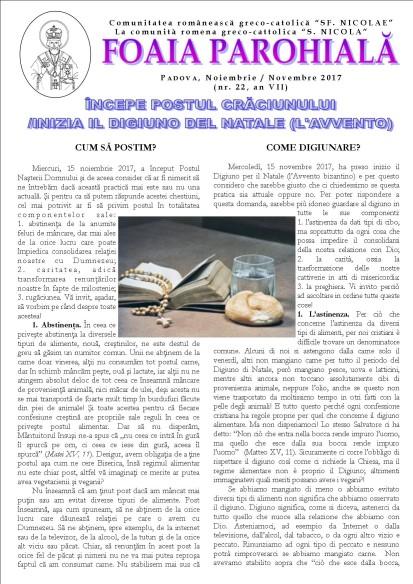 Revista comunităţii de la Padova pentru Postul Crăciunului 2017